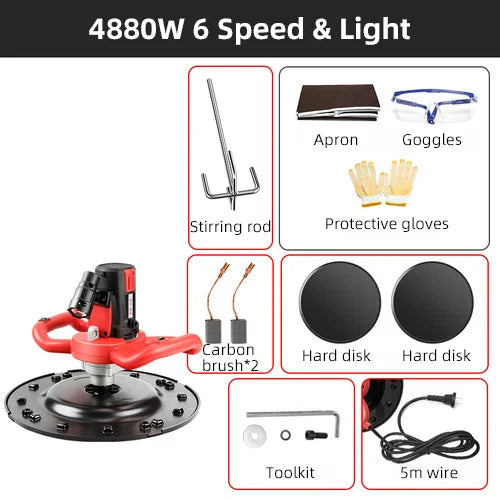 4880W/3880W/2880W Electric Concrete Cement Mortar Trowel Leveling Machine Wall Smoothing Polishing Machine Concrete Drill Mixer
