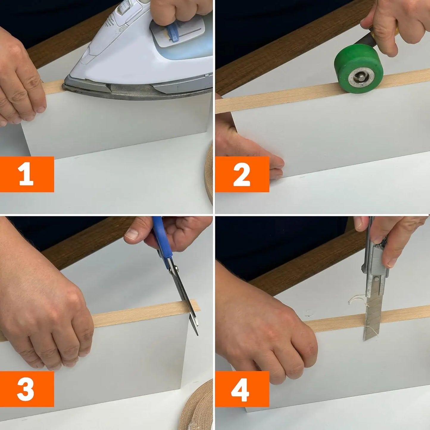 Pre-glued Maple/Birch/Oak/Pine/Walnut/Cherry/Ash/Acacia Wood Edge Banding Strip,Iron on Veneer Edging Trim for Furniture Repair