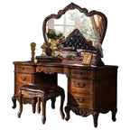 Nordic Hollywood Chair Vanity Wood Storage Mirror Organizer Luxury Dressers Bedroom Makeup Seating Penteadeira Furniture Home