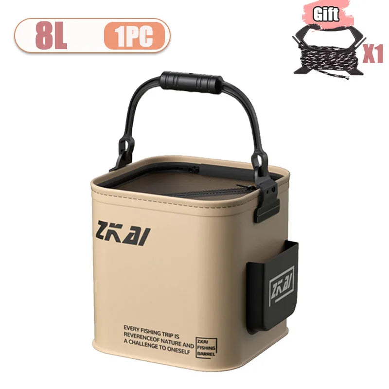1-2PCS 8/13L Multi-Purpose Collapsible Fishing Bucke Water Pail  Durable Portable Handheld Bucket With Lid for Outdoor Camping