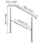 VEVOR 3-5 Step Railing Stainless Steel Transitional Handrail Fit For Level Surface Adjustable Stair Railing Safely Up/Downstairs