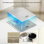 Hidden Bar Sinks Cup Washer 304  Stainless Steel Kitchen Sink Small Silver Single Slot With Lid Bar Balcony Wash Basin
