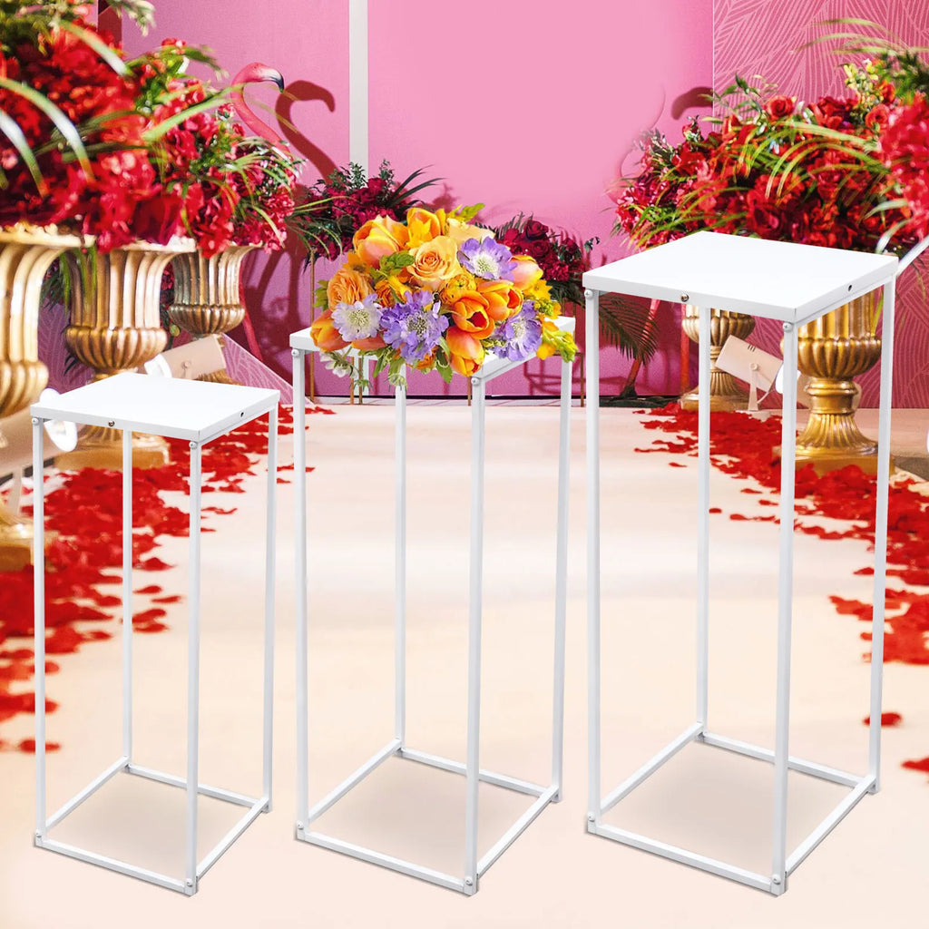 3Pcs Metal Flower Stand Plant Stand High Square Rack Wedding Living Room & Patio Decor
