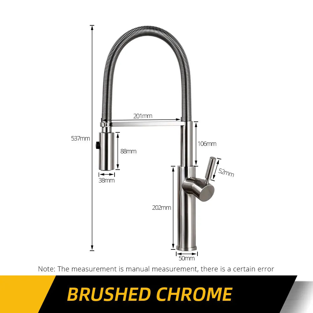 Brushed Gold Kitchen Faucets Brass Mixer for Kitchen Sink Single Lever Pull Out Spring Spout Tap Hot Cold Water 1036
