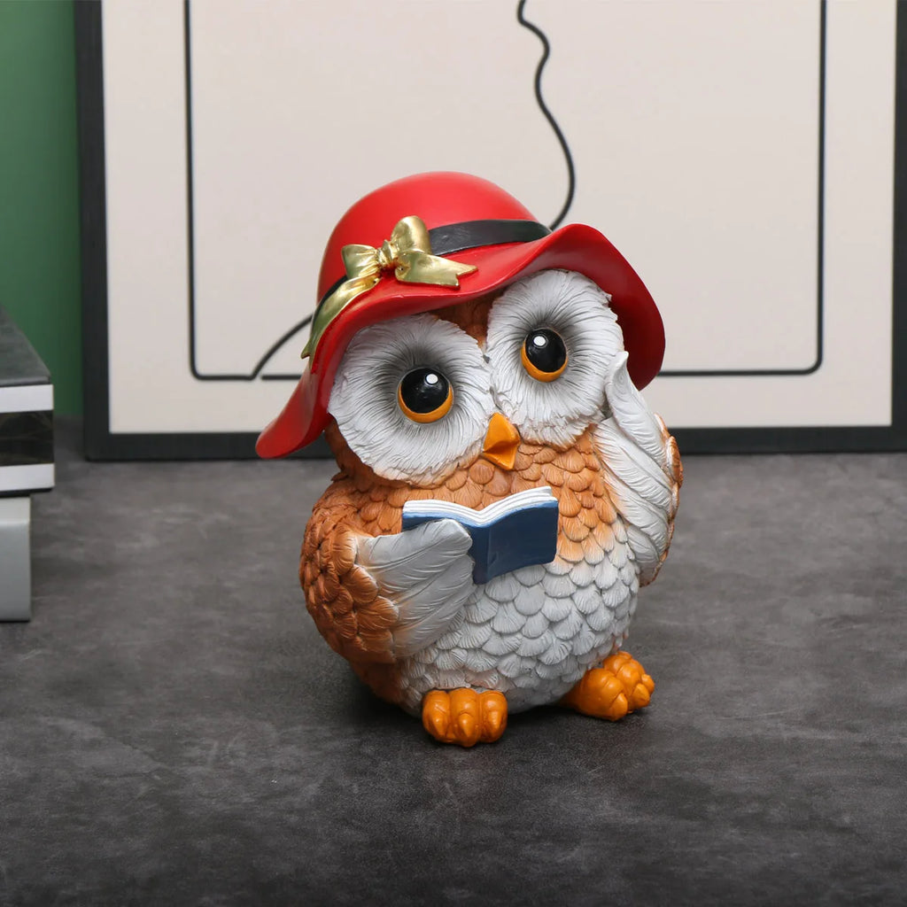 Owl Learning Book Reading Ornaments Creative Anthropomorphic Home Decor