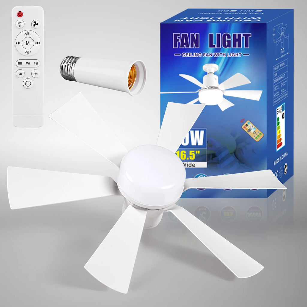 Screw in Ceiling Fan in Light Socket with Remote Ceiling Fan with Light 3 Speeds Dimmable for Bedroom Kitchen Living Room