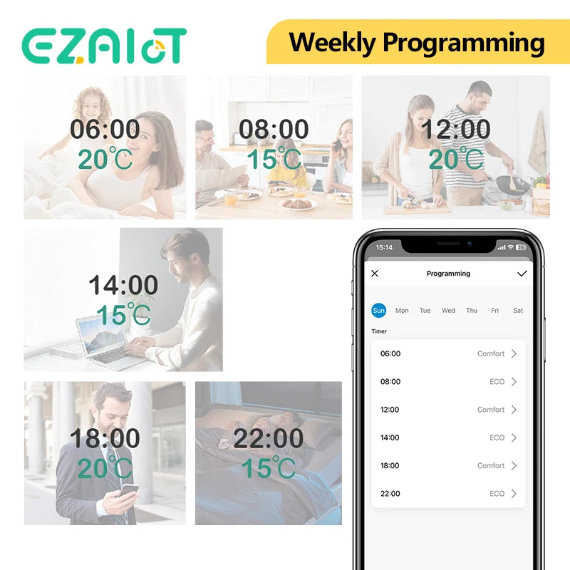 EZAIOT Tuya ZigBee Thermostat Radiator Actuator Smart TRV Thermostatic Valve Temperature Controller Support Alexa Google Home