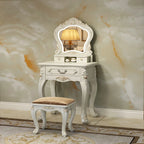 European Luxury Vanity Table Bedroom Mid Century White Makeup Dressing Table Cosmetics Chair Penteadeira Postmodern Furniture