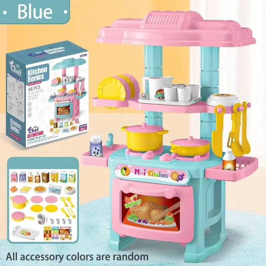 Mini Kitchen Counter Toys Simulated Children's Pretend Play House Role Play Pretend Game Cooking Food Toy Set Boy Girl Gift Kids