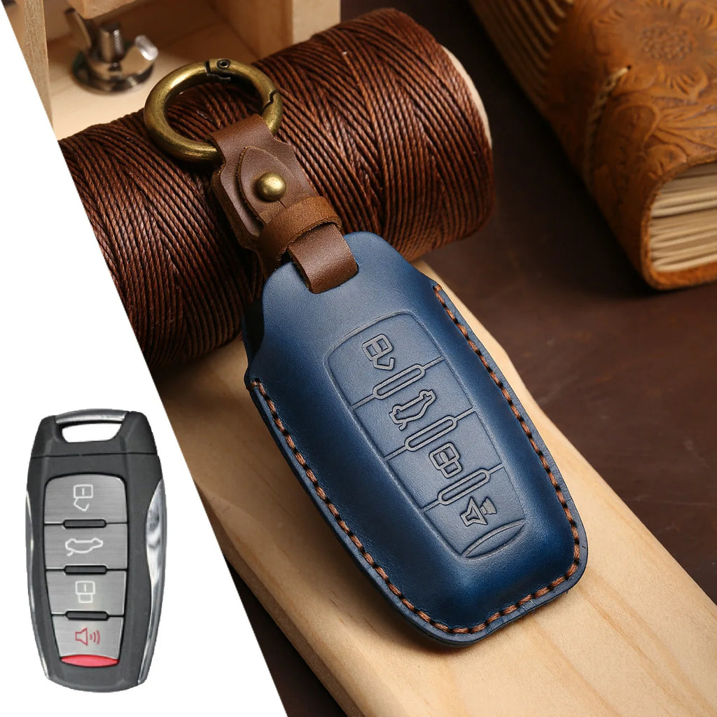 Car Key Case Cover Leather 4 Button Fob for Haval Jolion H6 H7 H4 H9 F5 F7 H2S Big Dog Great Wall Euler White Cat Keyring Holder
