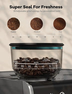 20 Bar Espresso Coffee Machine 1450W Semi Automatic Espresso Maker with Grinder for Latte Cappuccino Gift Coffee Lover