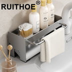 Kitchen Sponge Holder Carbon Steel Sink Drain Rack Soap Drainer Towel Rack Shelf Organizer Bathroom Storage Accessories