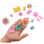 Dollhouse Mini Kitchen Food for Doll 43 Pcs Dinner Set Fork Knif Plate Pizza Soup Tableware Cute Kids Toys Doll Accessories
