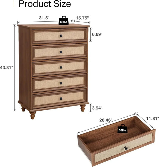 10 Drawer Dresser for Bedroom, Mid Century Modern Wide Wood Rustic Chest of Drawers Wooden Storage Organizer Dressers