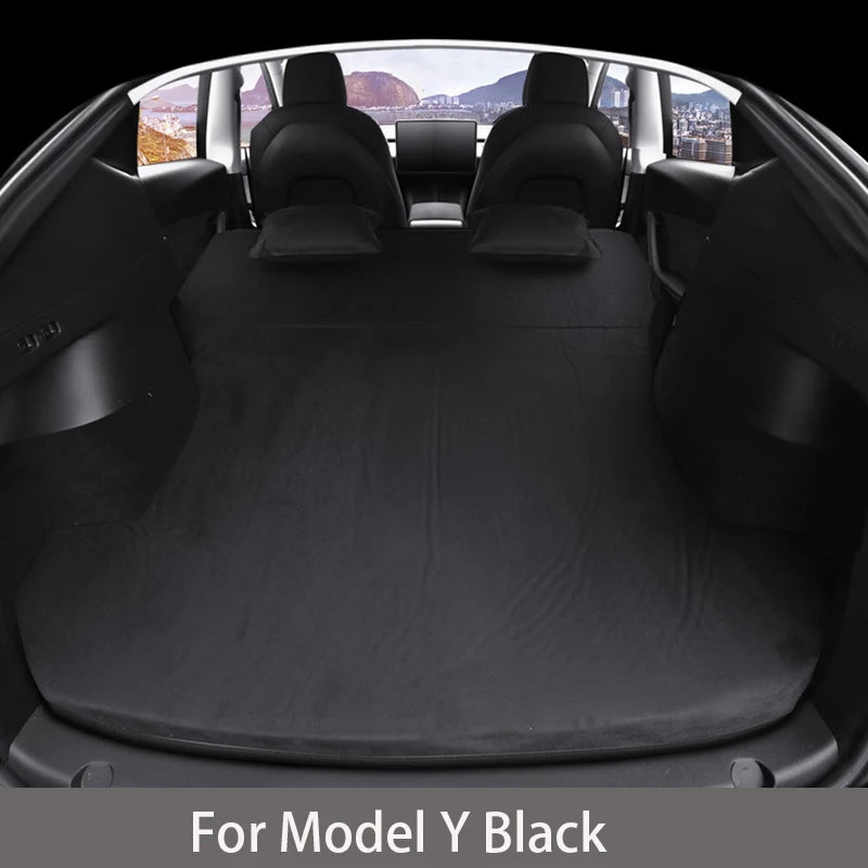 For Tesla Model 3 Model Y 2017-2025 Inflatable Air Mattress Outdoor Camping Inflatable Special Suede Fabric Car Travel Bed