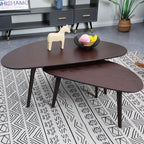 Small Oval Coffee Table For Living Room,Mango Tabletop Mid Modern Coffee Table,Espresso,18.9"" D X 33.47"" W X 15.75""