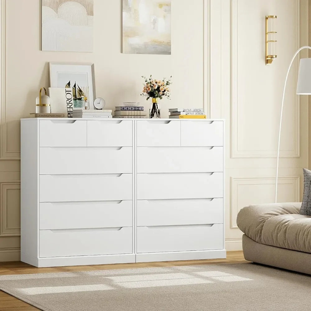 HOSTACK Modern 6 Drawer Dresser for Bedroom, Tall Chest of Drawers with Storage, Large Wood Storage Chest Organizer