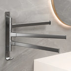 Bathroom Towel Rack Rotatable Towel Holder Rotatable Space Aluminium 2/3/4 Towel Bars Kitchen Shelf Hanger Wall Mounted