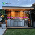 Customized Modular Outdoor Kitchen Cabinet Garden Stainless Steel Outdoor BBQ Kitchen With Shed
