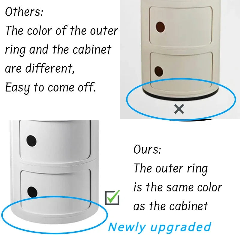 Creative Bedroom Bedside Table Modern Minimalist Round Storage Small Cabinet Large Capacity Plastic Side Cabinet