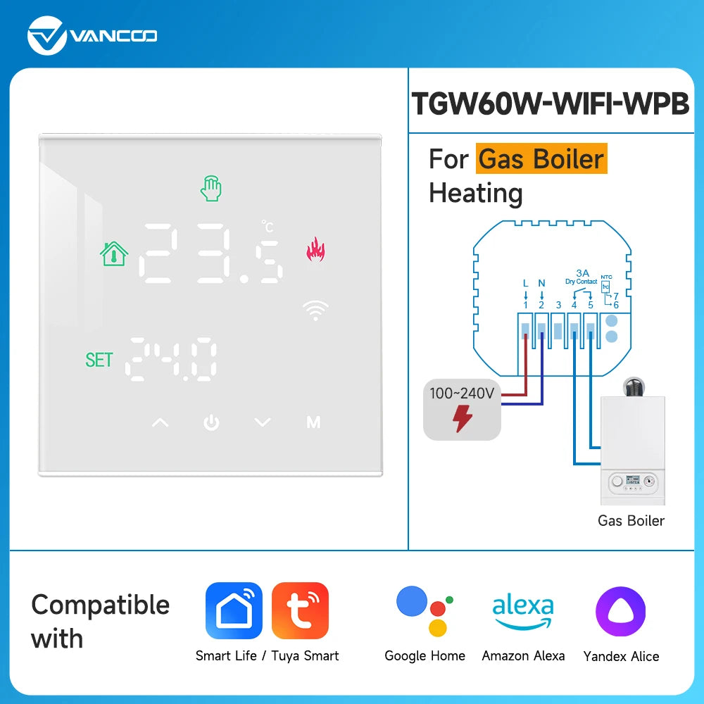 Tuya Thermostat WiFi Gas Boiler Warm Floor Heating Temperature Controller Smart Thermoregulator Work With Alice Alexa GoogleHome