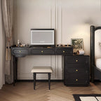 Makeup Organizer Vanity Table Modern Decor Drawer Storage Dressing Table Aesthetic Light Mirror Dressers Bedroom