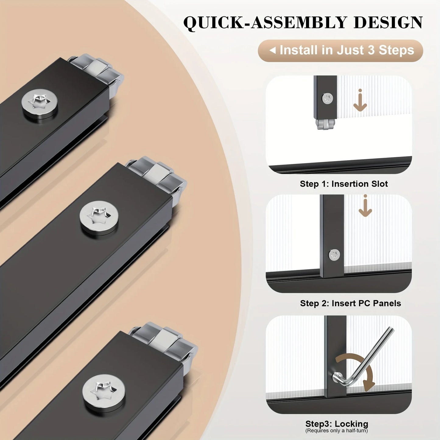 VIWAT 4x6~10x18FT Multi-Size Polycarbonate Greenhouse PC Panels Aluminum Frame Vent Roof UV Protection for Backyard Garden Patio