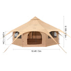 SucceBuy Canvas Bell Tent 4 Seasons 3/4/5/6/7m Yurt Tent Canvas Tent for Camping with Stove Breathable Tent