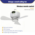 Portable Wireless Ceiling Fan Light Rechargeable Camping Fan with LED