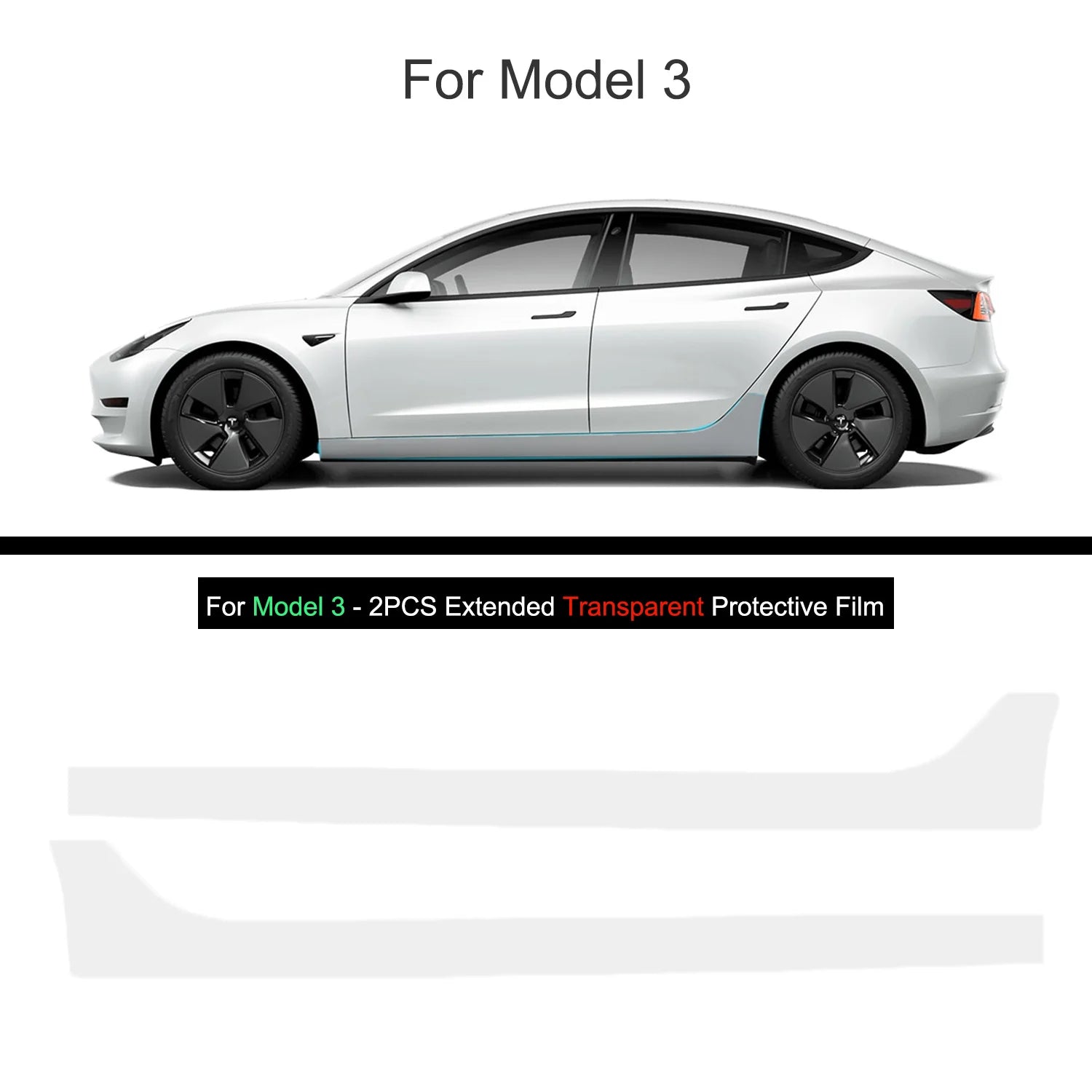 Black TPU Car Body Protective Film Invisible For Tesla Model 3/Y 2017-2025 Front Rear Door Extended Transparent Car Clothing Set