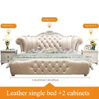 Wood Modern Bed Luxury Leather Classic Wedding Bed European Confortable Safe Camas De Matrimonio Dormitorio Bedroom Furniture