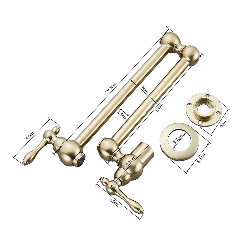 Baokemo Folding into the Wall Faucet 304 Stainless Steel Universal Rotation Faucet Kitchen Concealed Single Cold Faucet