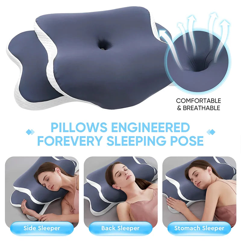 Memory Foam Pillow Cervical Pillow Relieves Neck Pain Contoured Ergonomic Orthopedic Neck Support Side Dorsal Stomach Sleepers