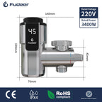 Fudeer Kitchen Instant Eectric Water Heater Tap Hot Water Faucet Heater Cold Heating Faucet Tankless Instantaneous Water Heater