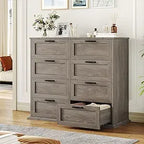 White Dresser for Bedroom, Wood Chest of Drawers, Large Modern Dresser for Closet 8 Drawer, Wide Storage Cabinet, Bedroom, Entry
