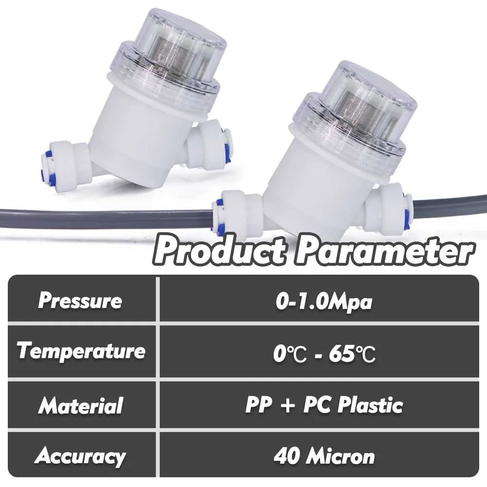 40μm 1/4" 4/6mm Mini Prefilter Slip Lock Quick Connector Stainless Steel Filter Screen Garden Irrigation Misting Cooling System