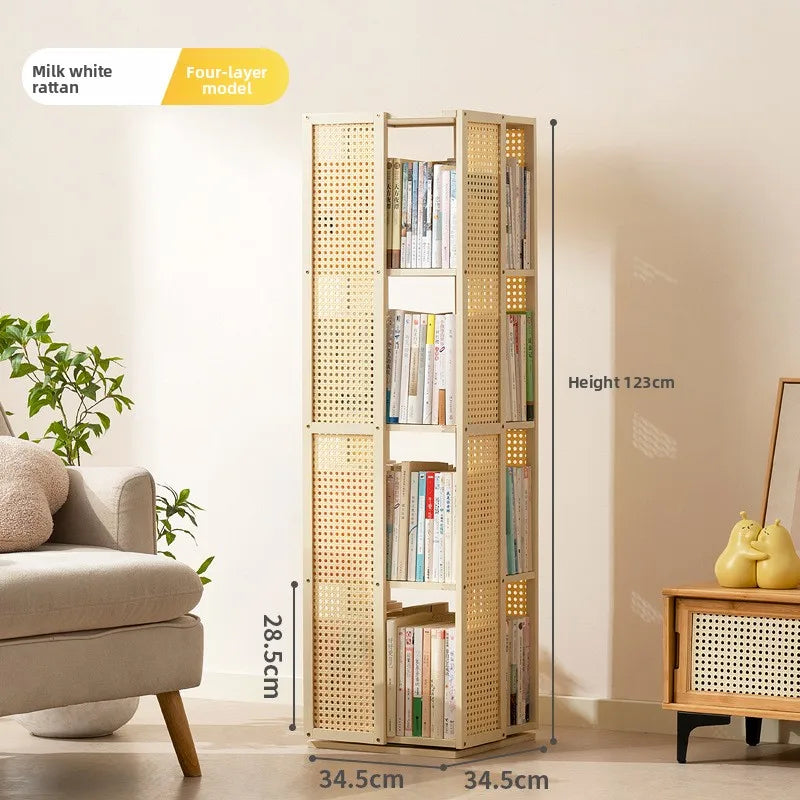 Rotating bookshelf 360 degree floor storage shelf Internet celebrity home simple student bookcase