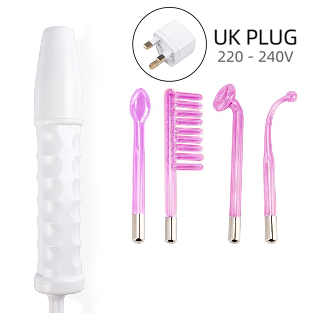 4-IN-1 Portable High Frequency Facial Beauty Machine Electrode Purple Light Glass Tube Wand Acne Massage Facial SPA Skin Care
