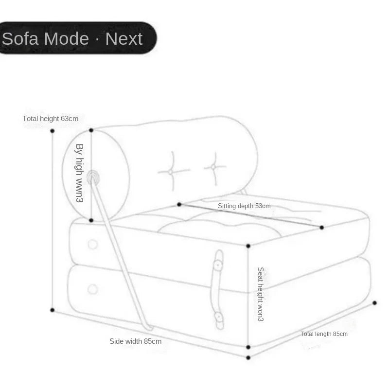 Wuli House Lazy Sofa Small Unit Single Sofa Living Room Tofu Block Cream Wind Folding Three Purpose Sofa Bed Home 2024 New Sales