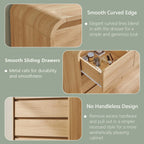 7 Drawers Dresser for Bedroom, 47" Wide Wood Dressers & Chests of Drawers w/Curved Profile Design, Mid Century Modern Dresser