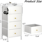 Tall Dresser with 4 Drawers,White Dresser for Bedroom, Tall Storage Tower for Closet,Nursery, Dorm, Dresser Organizer with Frame