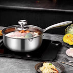 Kitchen Utensils Japanese Style Fryer Pan Versatile Silver Milk Pot Stainless Steel with Lid Deep Fryer Pot Induction Cooker