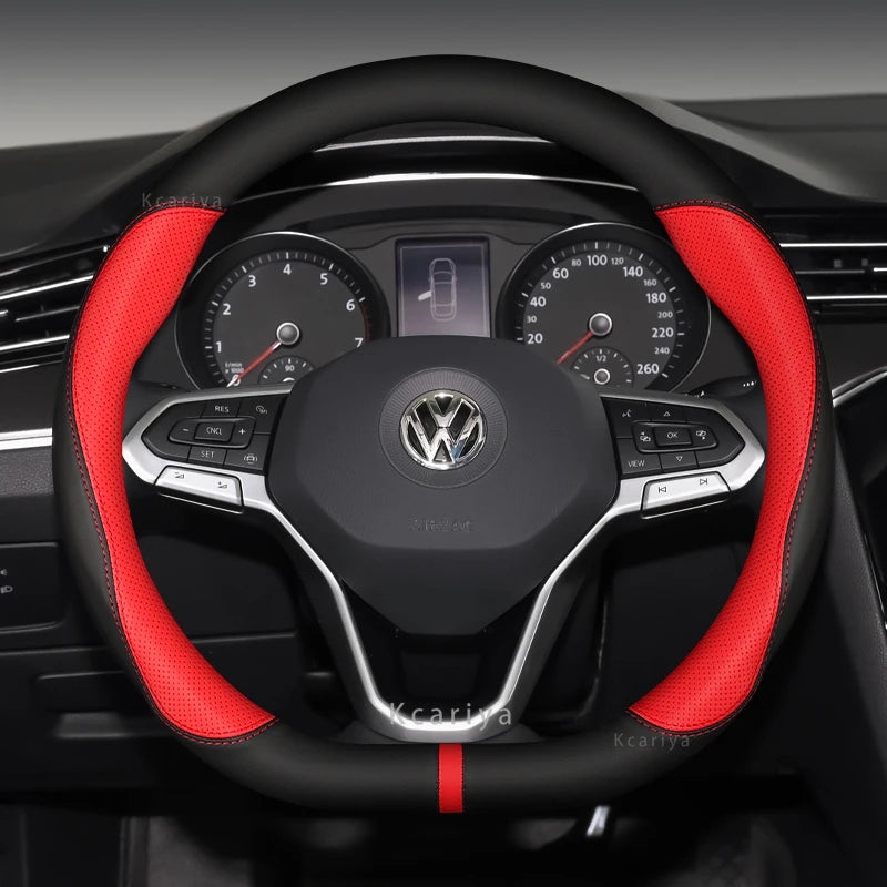 For VW Volkswagen MK2 MK3 MK4 MK5 MK6 MK7 MK8 GOLF 5 6 7 GTI POLO R, New Type Microfiber Leather Car Steering Wheel Cover