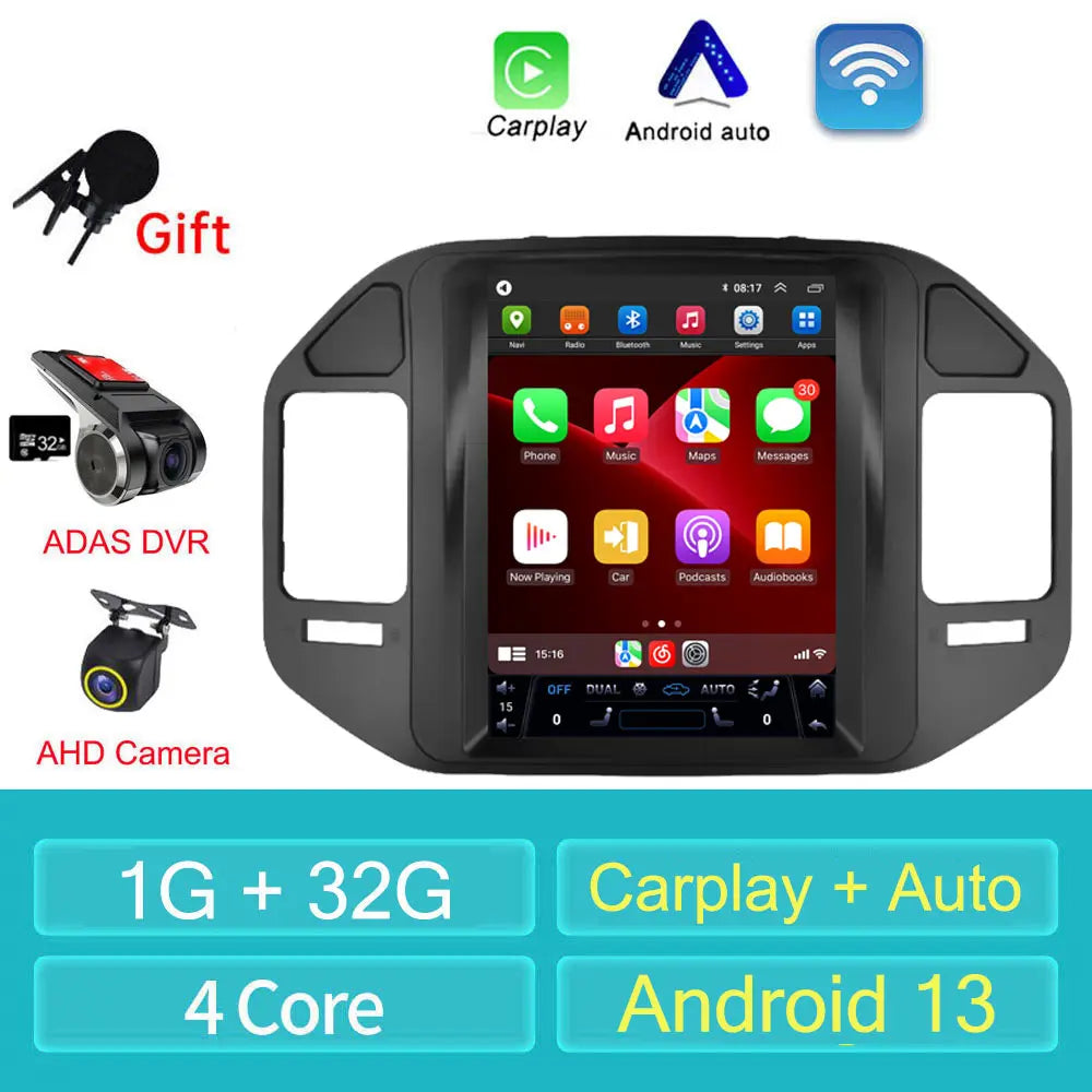 For Mitsubishi Pajero V60 V68 V73 1999-2006 Tesla style Screen Android 13 Carplay Car Radio Multimedia Player Navigation Auto