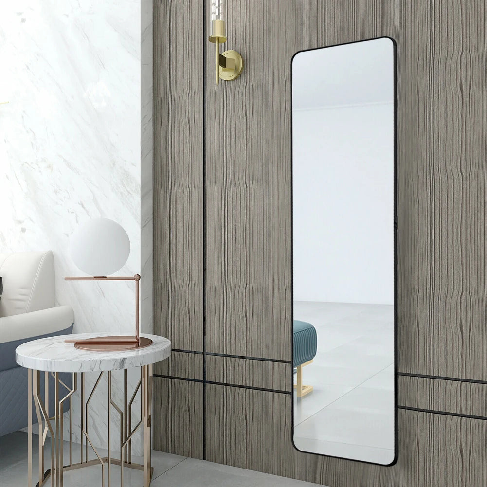Haodirect Modern Rectangular Floor Mirror, Metal Frame Bedroom Wall Mounted Floor Dressing Mirror, 37cm x 147cm