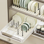 Household Perforated Kitchen With Retractable Dish Rack And Drain Tray Partition Design, Kitchen Countertop And Cup Storage Rack