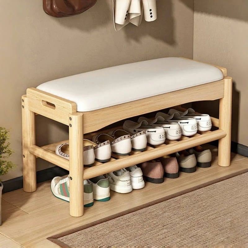 Shoe changing stool, home entrance shoe rack, can sit, in door shoe stool, solid wood shoe cabinet, living room entrance storage