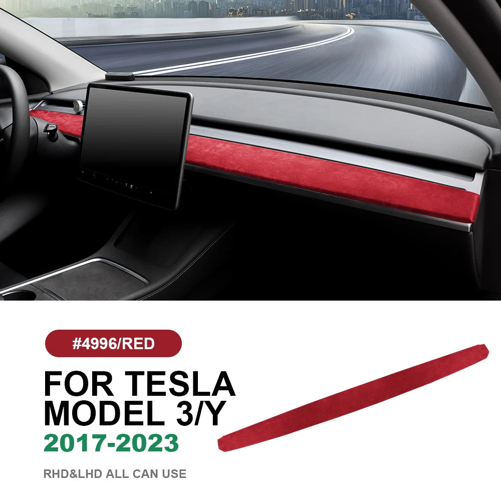 Italian Top Suede Car Dashboard Moulded Trim Sticker For Tesla Model 3 Model Y 2018 2019 2020 2021 2022 2023 Decor Accessories