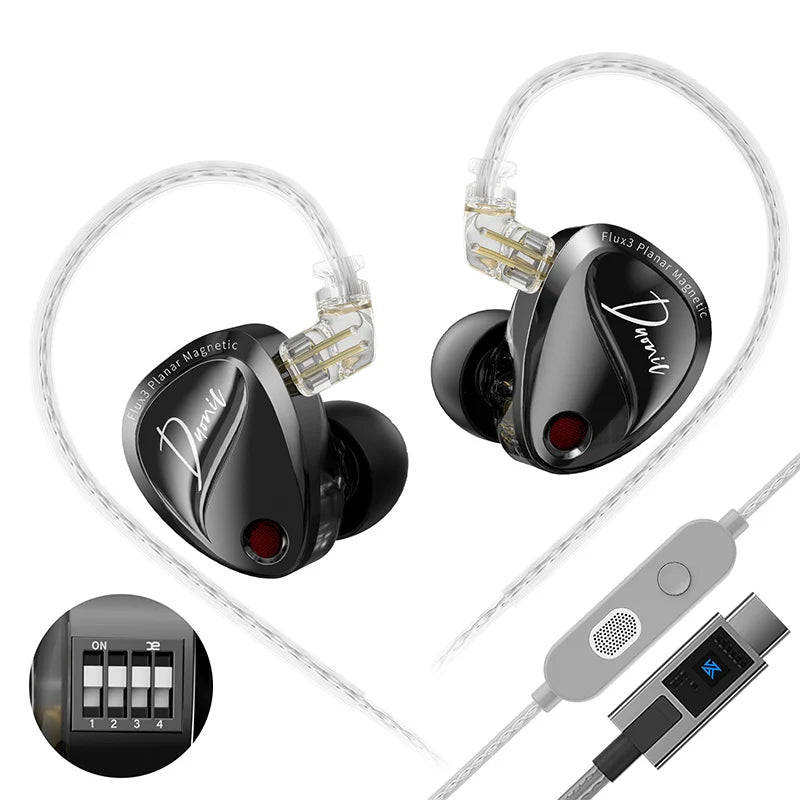 KZ Duonic Triple-Magnetic Planar Driver Upgraded HIFI Earphones, Wide Soundstage Wired IEMs with 4-Tuning Options & HD Dual Mic