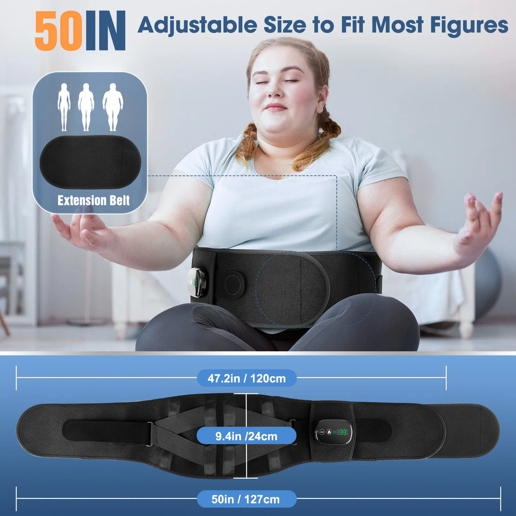 Heating Waist Support Belt Vibration Massage Waist Brace With 5 Levels Adjustable Heated Back Belt Abdomen Warmer Lumbar Support